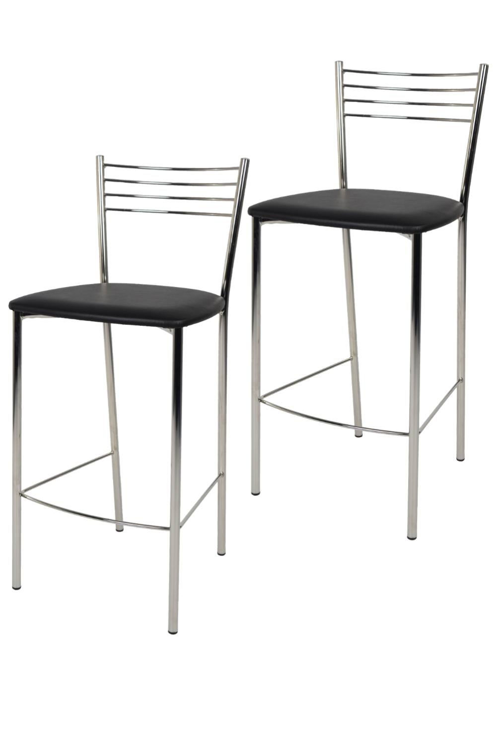 LUE BONA Set 2 Sgabelli Da Bar Girevoli 360° – Seduta In Pelle Imbottita Marrone – Con Schienale E Poggiapiedi – Altezza 66 Cm
