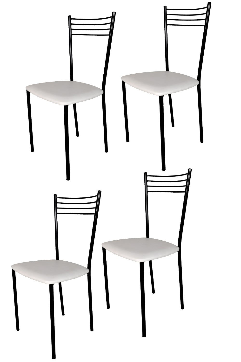 Tommychairs - Set 4 sedie Elena per cucina, struttura in acciaio verniciato  alluminio, seduta imbottita e rivestita in pelle artificiale bianca