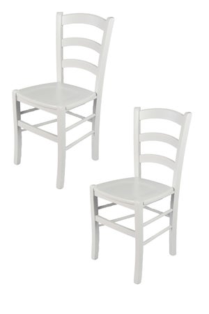 Tommychairs - Sedia modello Venezia per cucina bar e sala da pranzo,  robusta struttura in legno di faggio laccata bianco e seduta in legno