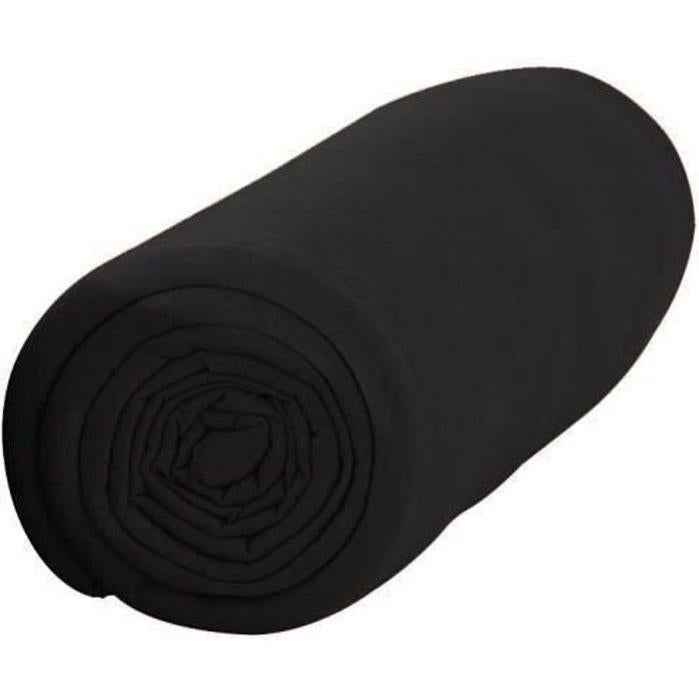 TODAY Drap Housse 140X190 2 personnes Jersey uni noir JERSEY TODAY - 4