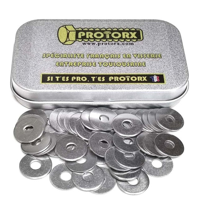 Rondelle Inox M4 : Boite 50 Pcs Plate LARGE Acier Inoxydable A2 | Usage Interieur et Exterieur | (Diam.int = 4,3mm x Diam.ext = 14mm)