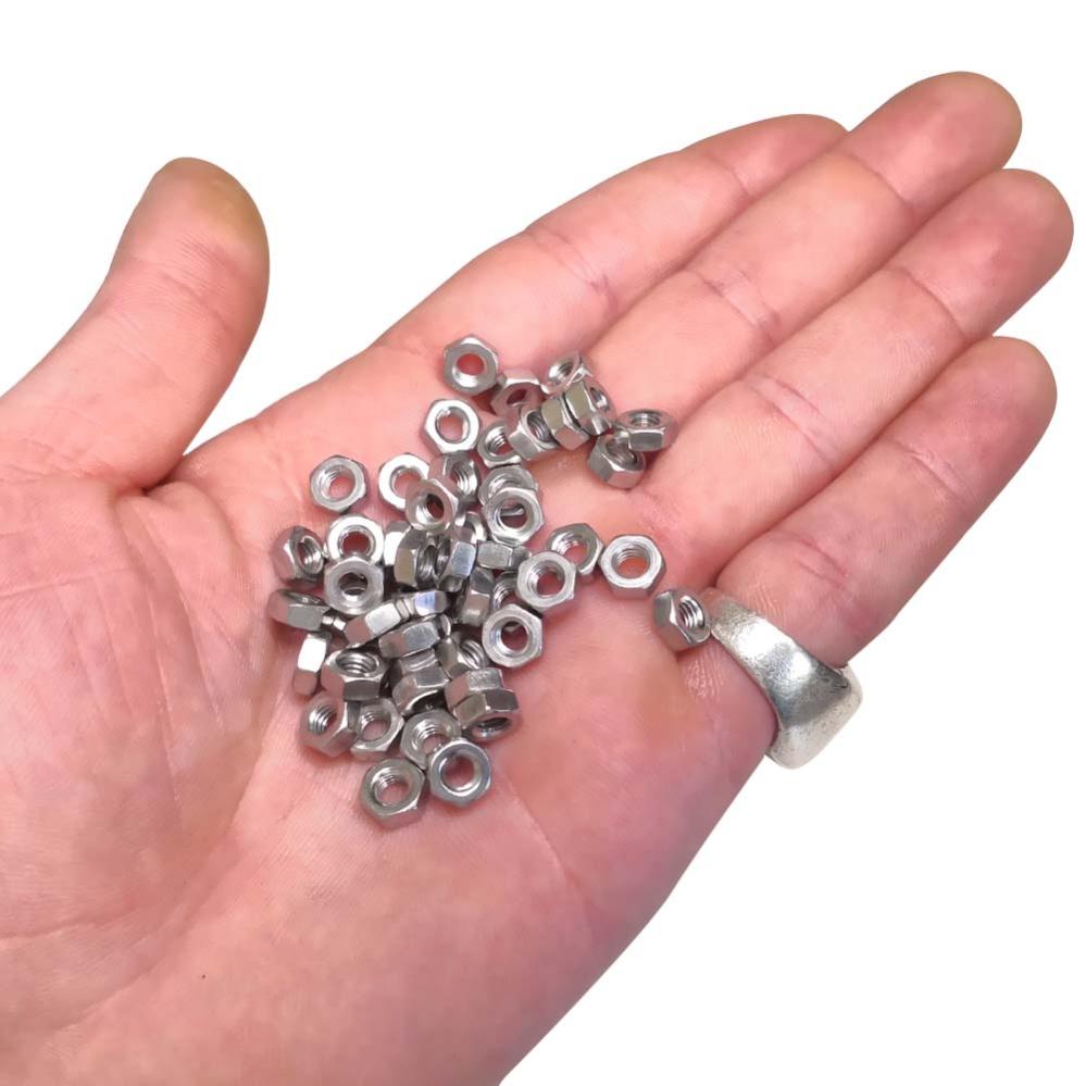 Ecrou Hexagonal M4 : Boite 50 Pcs en Acier Inoxydable | HU - DIN934 - Inox A2 | (Diam.int = 4mm x Diam.ext = 7mm) - 4