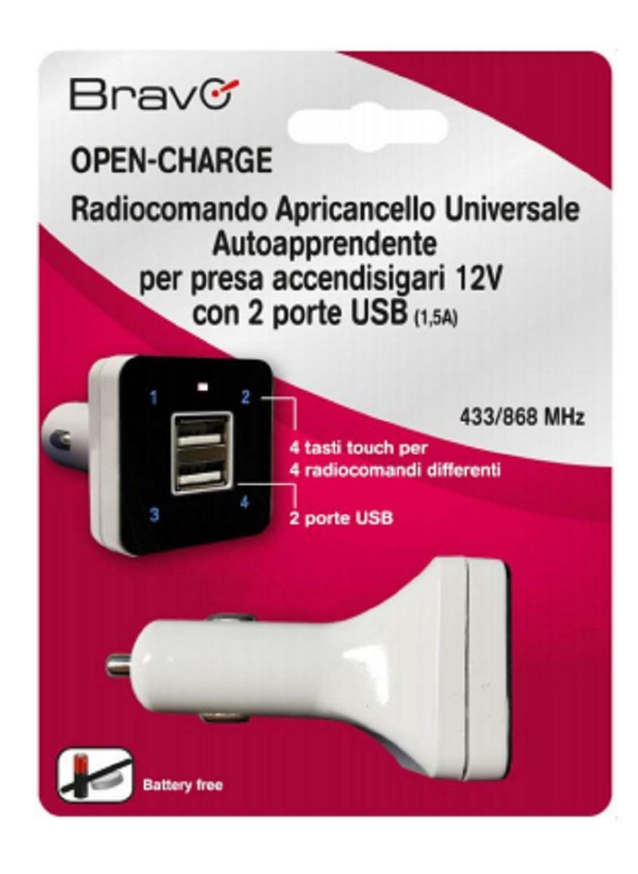 Open Charge Telecomando Universale Autoapprendimento Presa Accendisigari 12  V con 2 porte USB Bravo mod. 90502175