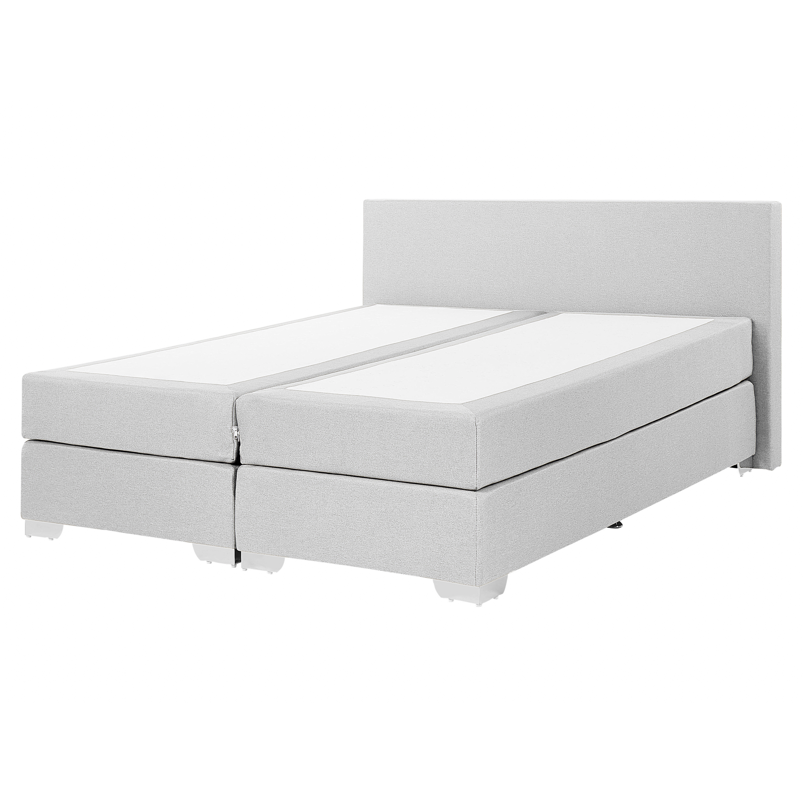 Beliani cama continental de poliéster gris claro/plateado 160 x 200 cm president