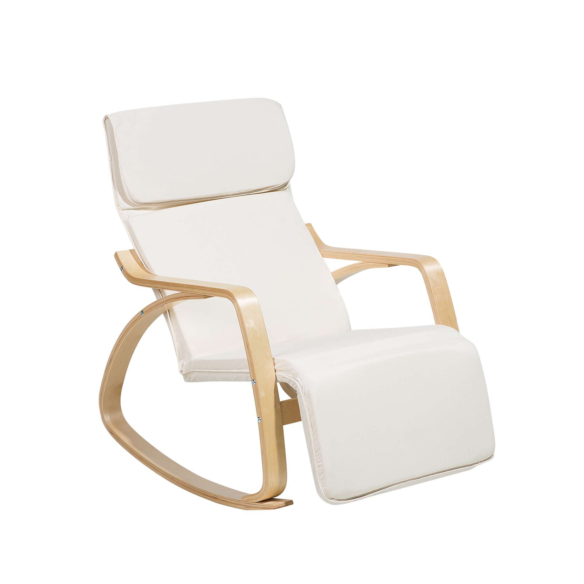 Poltrona A Dondolo In Tessuto Teddy - Beige/Bianco, Portata 130kg, 88x63x96cm - Foto 10