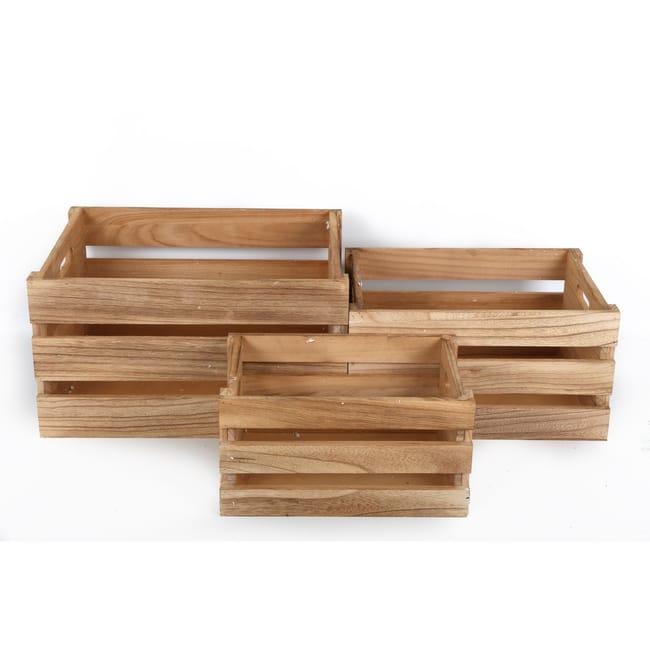 3 cagettes de rangement en bois 38 x h 21 5 cm marron leroy merlin