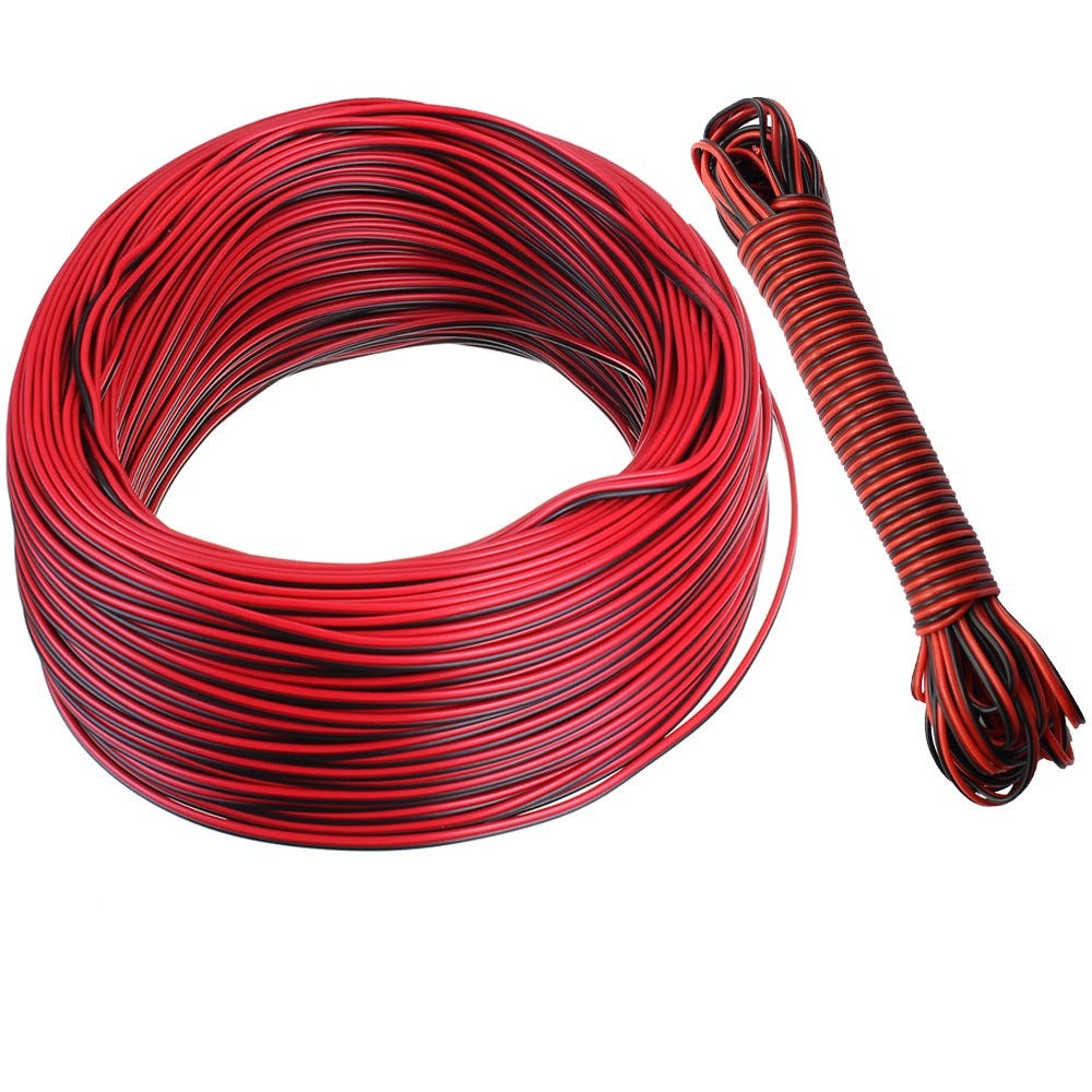 Câble de 5 mètres pour ruban 12V mono couleur de 1mm² d'épaisseur