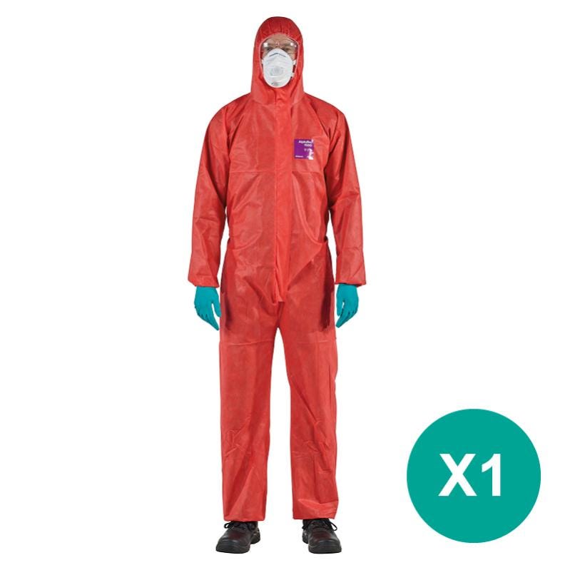 Pièce Combinaison de protection chimique, Bricolage, Chantier, Industrie, Peinture, Habit Travail, Rouge, XL, Ansell AlphaTec 1500 Model 138