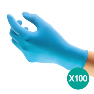 Boîte de 100 gants nitrile bleu standard medical et alimentaire. Taille M
