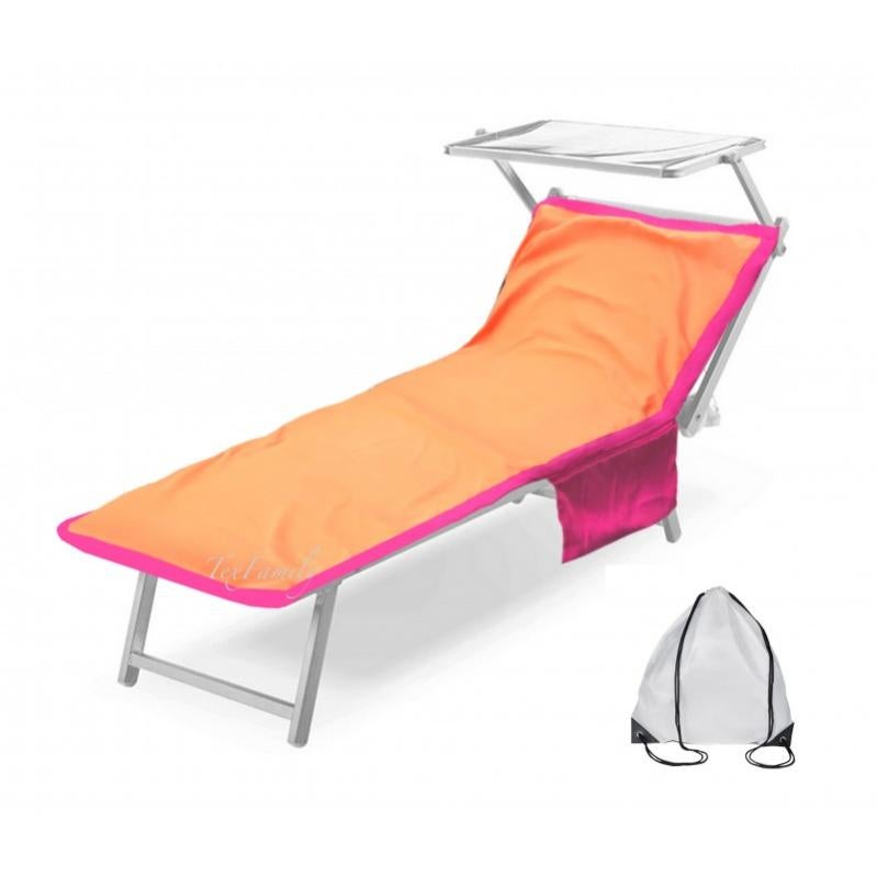 Telo Mare Per Lettino Con Tasche Laterali Ed Elastici - Rosa, 70x190 Cm, 100% Poliestere - 2