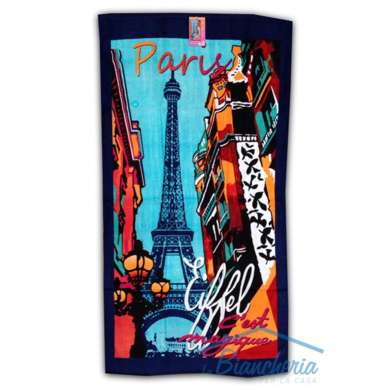 My Custom Style Telo Mare In Cotone #Parigi# 160x80 Cm - Stampa Sublimatica Indelebile, Per Spiaggia E Piscina