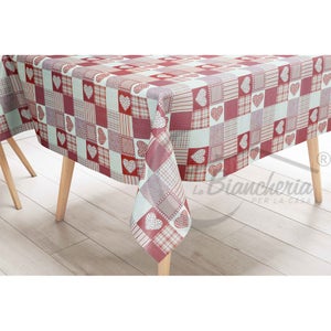 Tovaglia Antimacchia Cucina Astratta Bordata Cotone Plastificato Proteggi  Tavolo Copritavolo Rosso - 135x135 cm