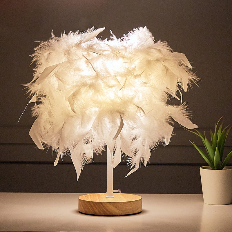 Lampe de chevet originale avec des plumes