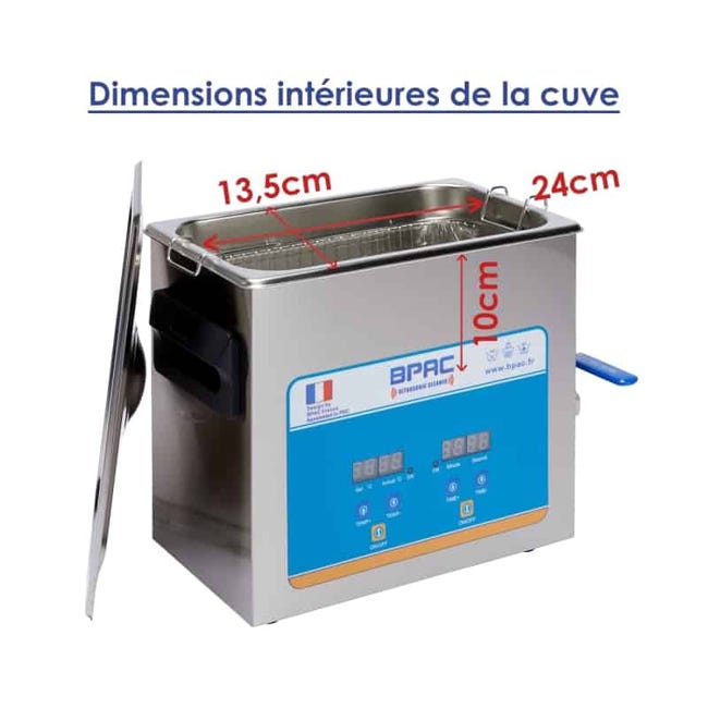 BPAC Nettoyeur Ultrasons Bac 3 litres Digital + Vanne vidange Cuve