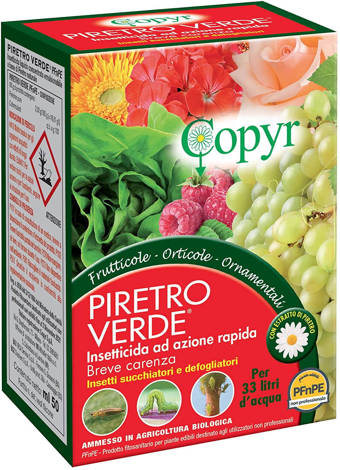 COPYR Insetticida Piretro Verde per Piante Orticole Ornamentali Frutticole  50ml
