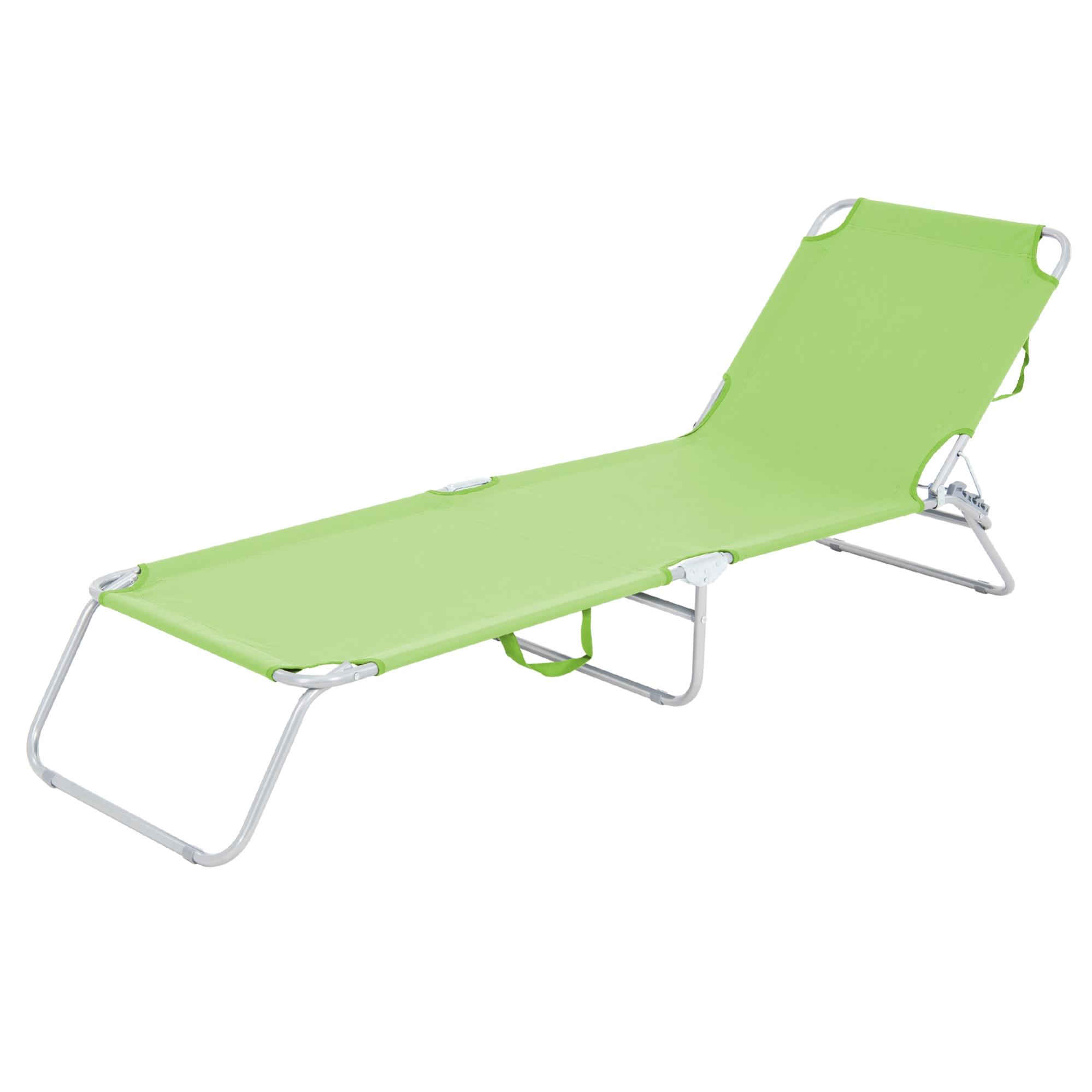 Chaise Longue De Plage Bain De Soleil Jardin Pliable Vert 4 Positions