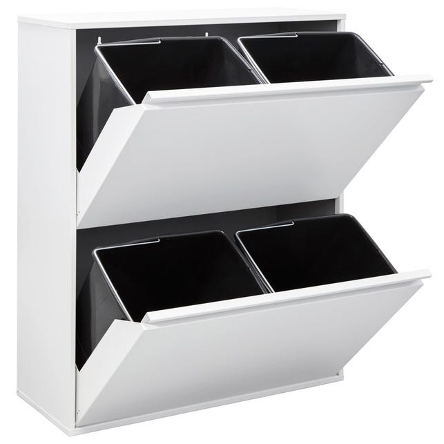 ARREGUI Basic CR606-B Cubo de basura y reciclaje de acero de 4 cubos, mueble  de reciclaje, 4 x 17 L (68 L), negro : .es: Hogar y cocina