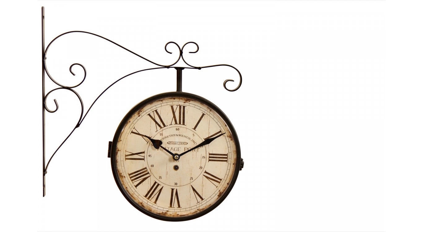Horloge De Gare Ancienne Double Face Les Deux Magots 24cm 