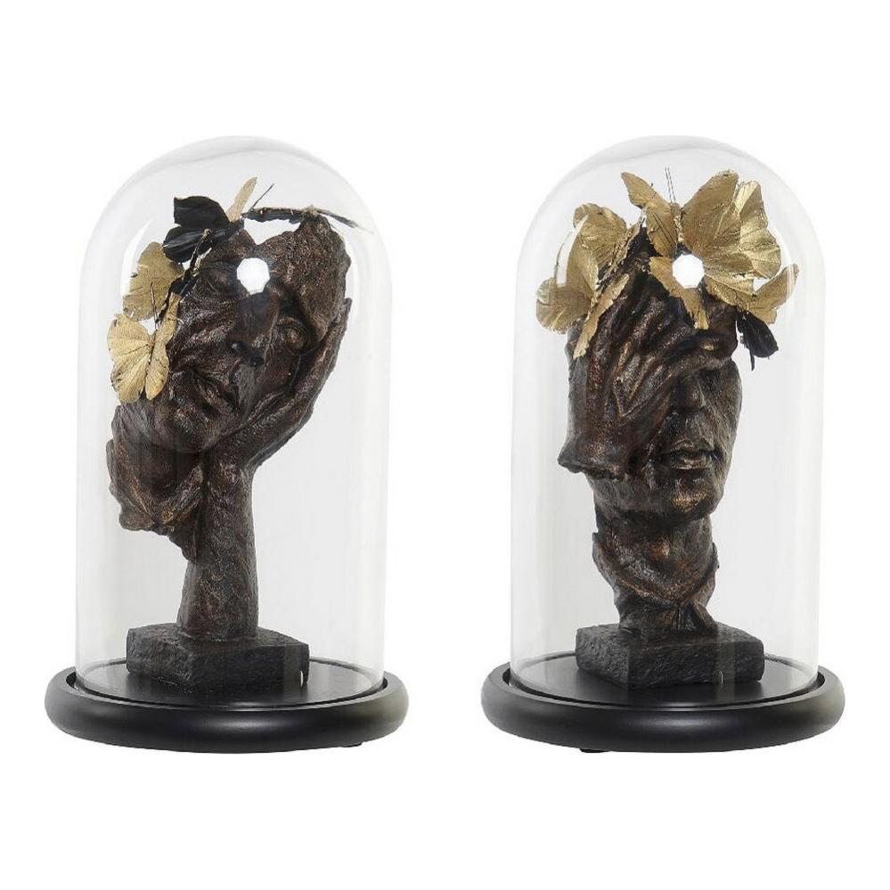 Figurine Décorative DKD Home Decor Visage Papillons Résine (23 x 23 x