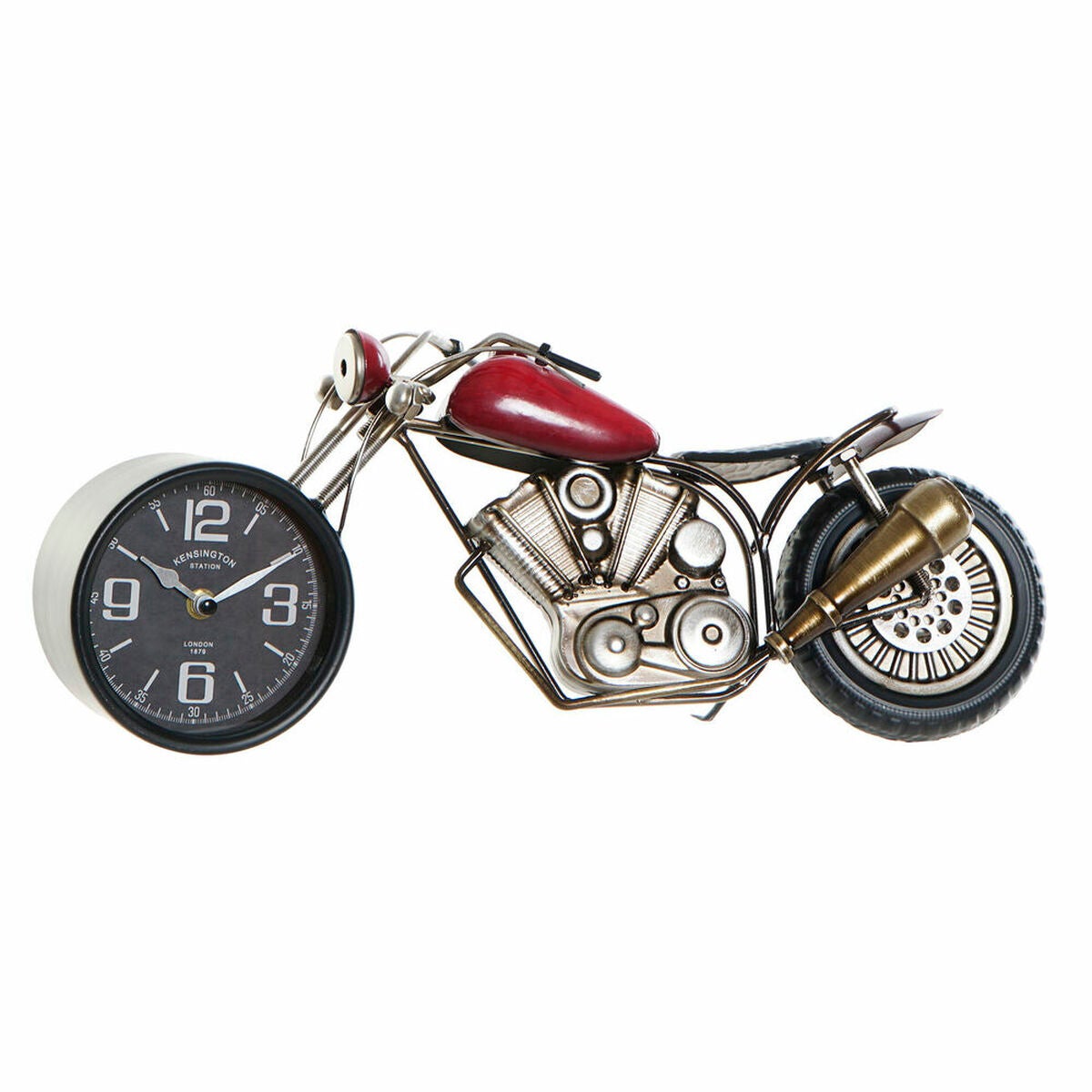 Orologio da Scrivania Vintage Metallo Motocicletta Nero e Argento