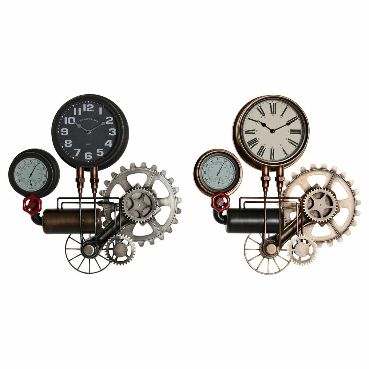 Orologio da Parete DKD Home Decor Argentato Dorato Ferro Ingranaggi (40 x  5.5 x 40 cm) (2 pcs)