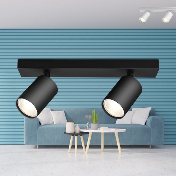 Plafonnier Plafonniers LED Spot de plafond argenté Spot de plafond 2  flammes pivotant couloir
