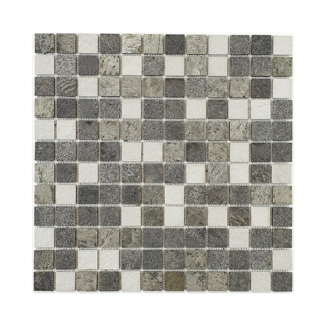 Mosaico misto resina e pietra 30 x 30 cm - piastrella 2,5 x 2,5 cm misto pietra e resina bianca
