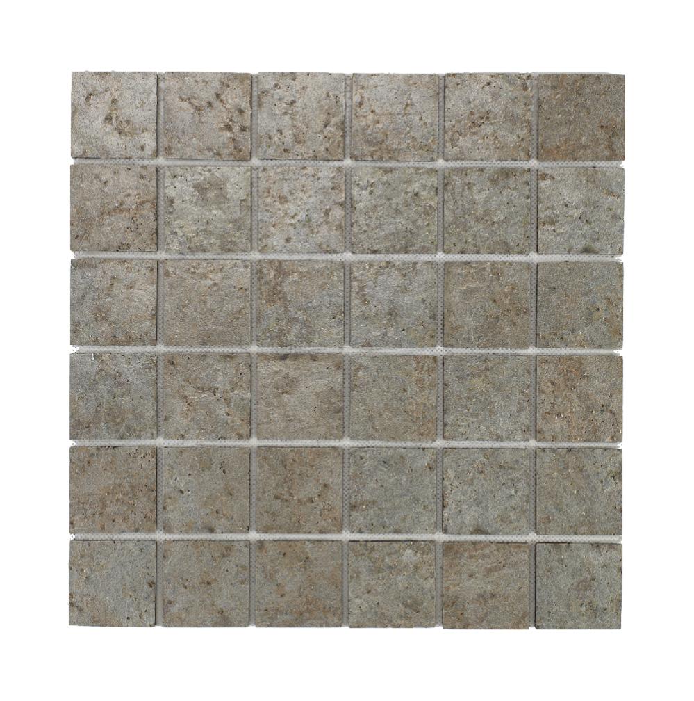 Mosaico Piastrella 3D Effetto Rame Combinazione Marrone - 1 Foglio 29x29 Cm In Pietra Naturale Su Rete Per Pareti Design