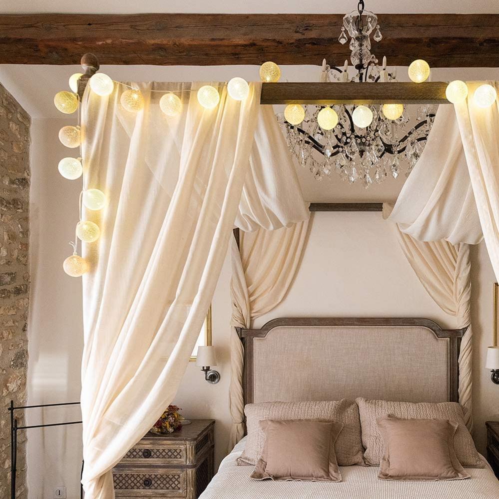 Guirlande Lumineuse Boules Coton Led Usb Veilleuse Bebe 2h Adaptateur Secteur Double Usb 2a Inclus 3 Intensites 16 Boules 3 2m Coton Leroy Merlin