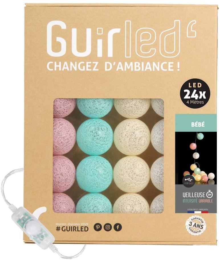 Guirlande Lumineuse Boules Coton Led Usb Veilleuse Bebe 2h Adaptateur Secteur Double Usb 2a Inclus 3 Intensites 24 Boules 4m Bebe Leroy Merlin