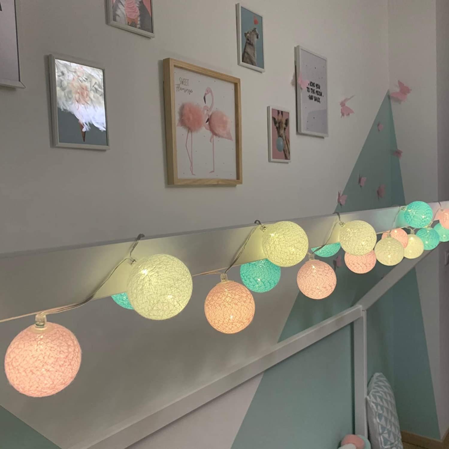 Guirlande Lumineuse Boules Coton Led Usb Veilleuse Bebe 2h Adaptateur Secteur Double Usb 2a Inclus 3 Intensites 16 Boules 3 2m Bebe Leroy Merlin