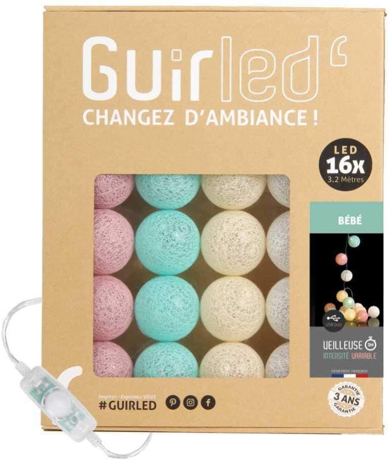 Guirlande Lumineuse Boules Coton Led Usb Veilleuse Bebe 2h Adaptateur Secteur Double Usb 2a Inclus 3 Intensites 16 Boules 3 2m Bebe Leroy Merlin