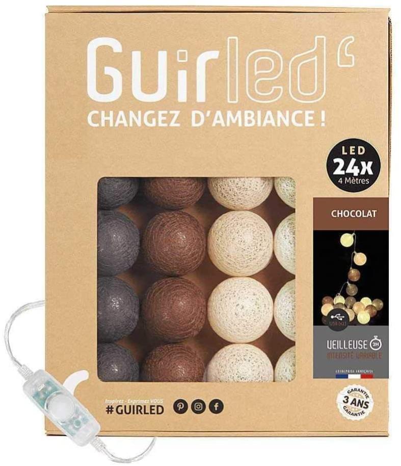 Guirlande Lumineuse Boules Coton Led Usb Veilleuse Bebe 2h Adaptateur Secteur Double Usb 2a Inclus 3 Intensites 24 Boules 4m Chocolat Leroy Merlin