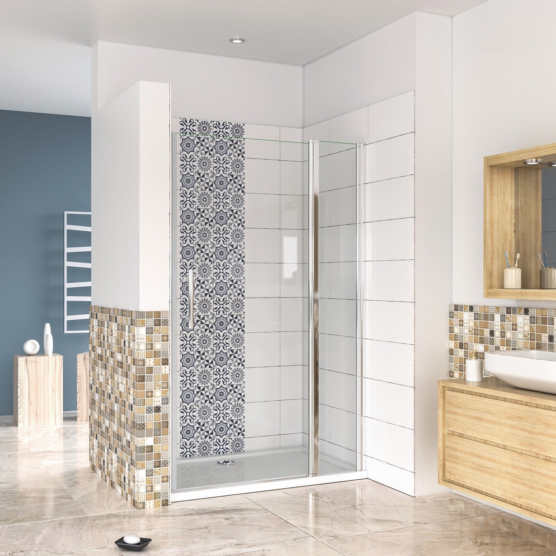 Porte de douche pivotante en 6mm verre securit anticalcaire porte de douche 110cm avec 1 élément