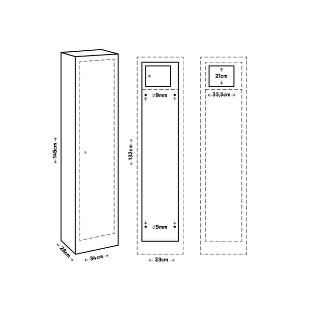 Armario para armas con llave 5 armas 90 L 145x34x28 cm