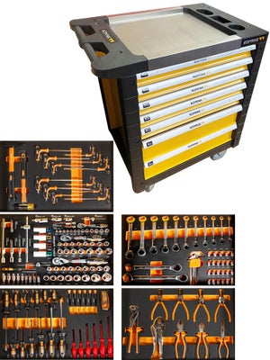 Servante d'atelier bm tools 9-7 monster-edition-black 7 tiroirs pleins, 1  porte & 1 tiroir vertical - 257 outils - sur roulettes - Conforama