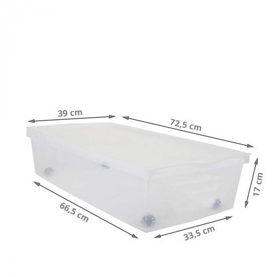 Boite de rangement GENERIQUE eda plastique coffre de rangement dessous de  lit 40 l avec roulettes - naturel - 68 x 48 x 17,5 cm