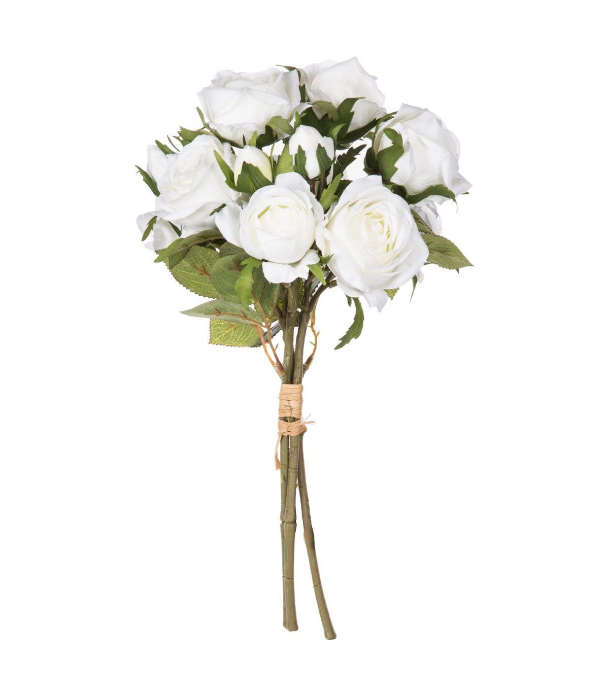 Bouquet de Fleurs artificielles 14 Roses blanches H 40 cm | Leroy Merlin