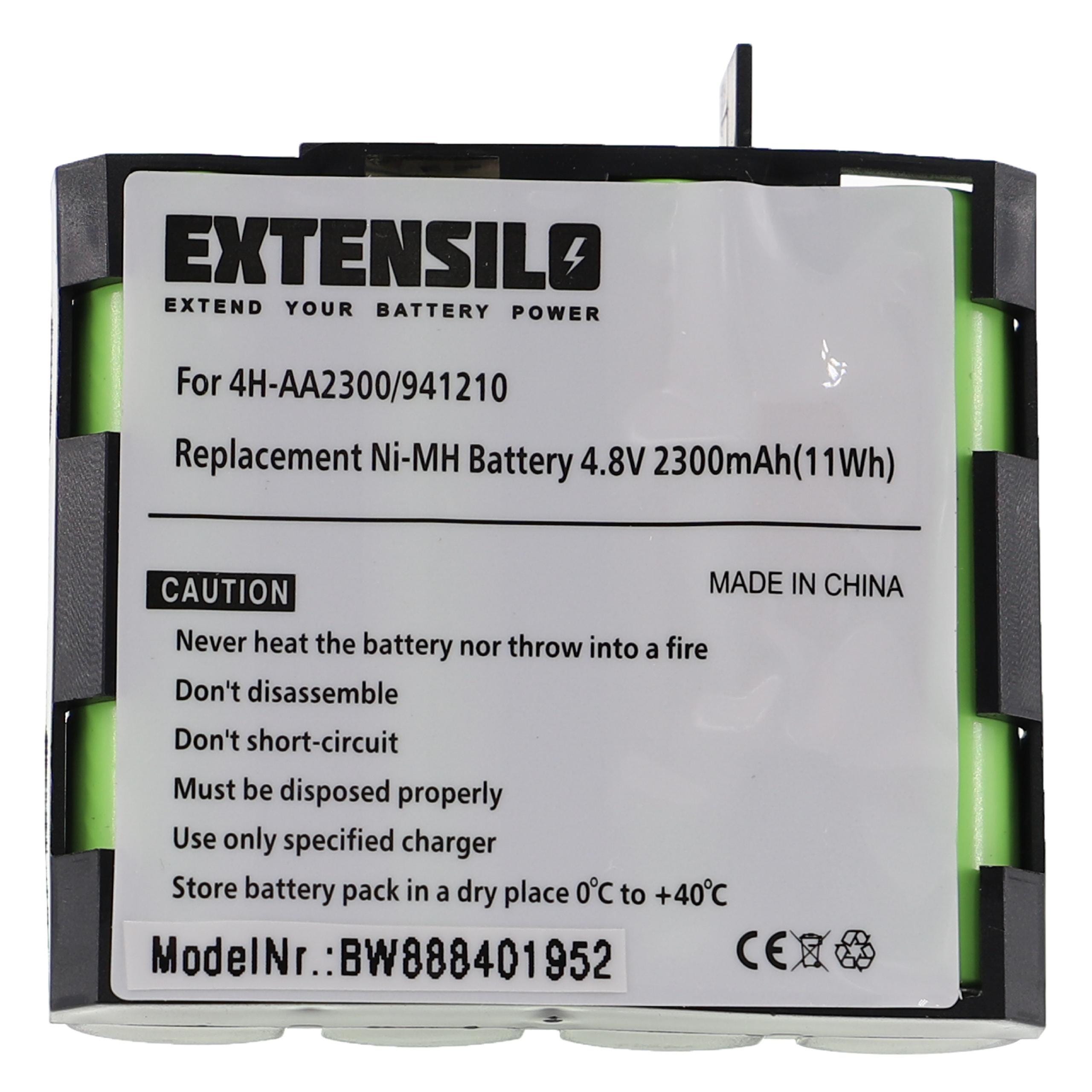 EXTENSILO Batterie remplacement pour Compex 941210, 941213, 4H-AA1500,  4H-AA2000 pour appareil médical (2300mAh, 4,8V, NiMH)
