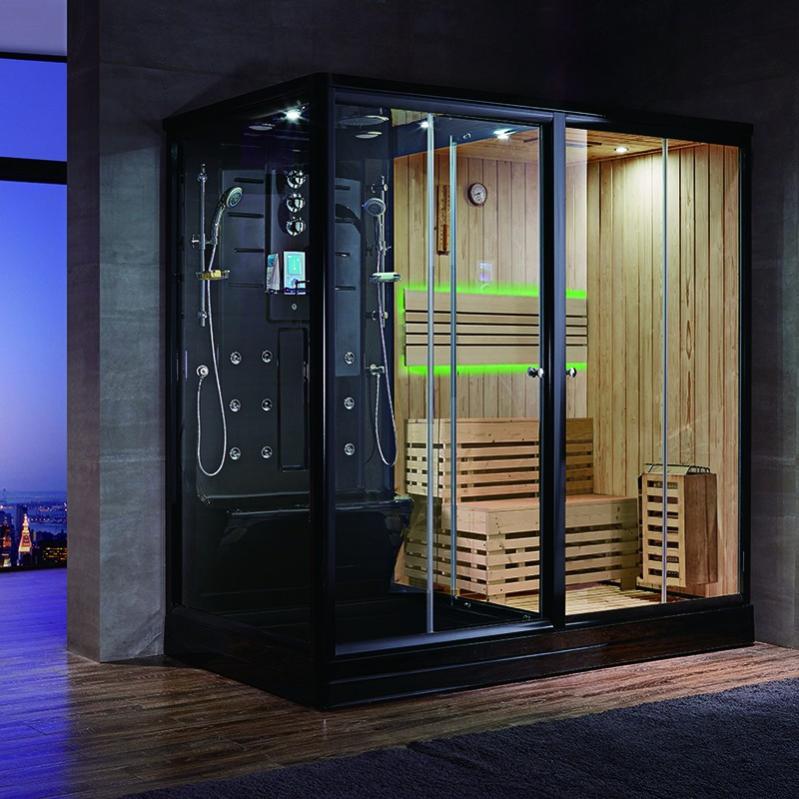 Combi Sauna Douche Hammam Boreal® SH220D Black Edition droite