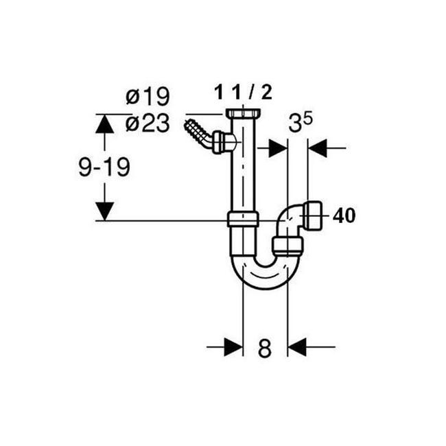 Siphon pour évier 1 cuve Uniflex - G 1 1/2 - 40mm