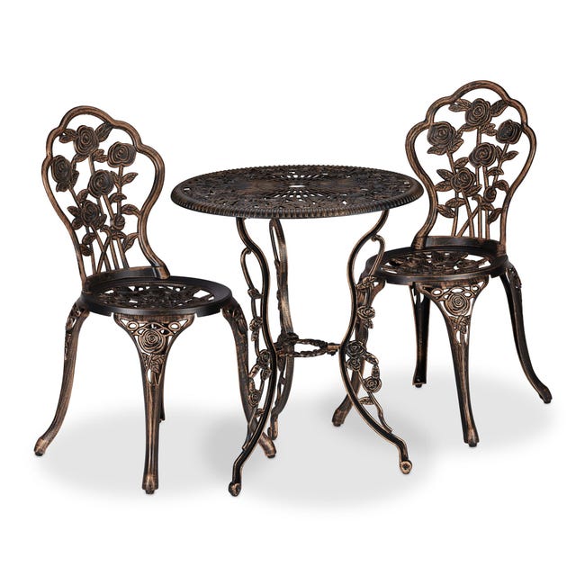 Aubaho Tavolino Bistrot Da Giardino In Ferro Battuto - Stile Antico, Bianco Cremona, Dimensioni 70x70x79 Cm