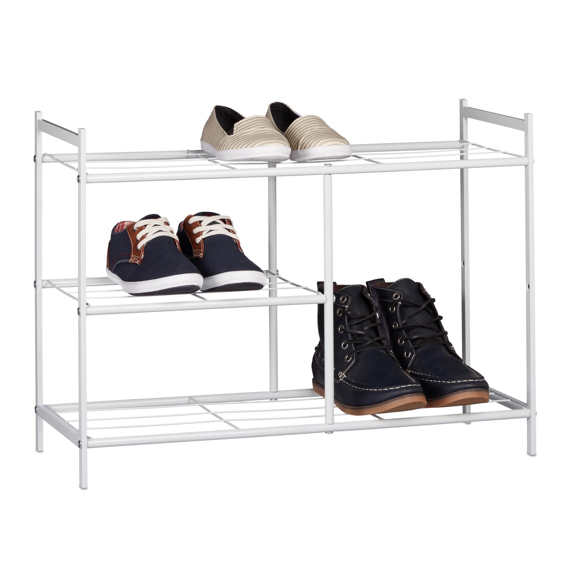 Relaxdays Scarpiera Bassa Impilabile, Ingresso, 2 Ripiani, 8 Paia Di Scarpe Mdf Hlp 39x81 5x28 Cm Marrone Argento 84770527
