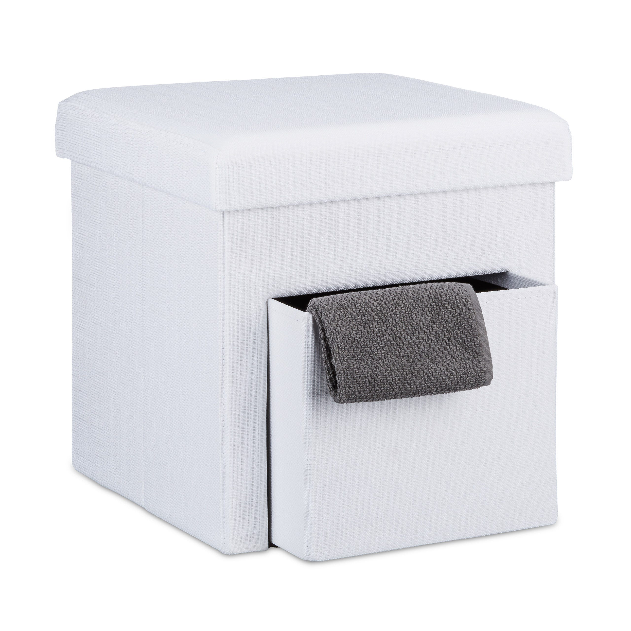 Tabouret pliable 30x30x30 cm - Siège cube avec espace de rangement et  couvercle en tissu avec renfoncements - Siège cube repose-pieds Boîte de  rangement Tabouret poitrine