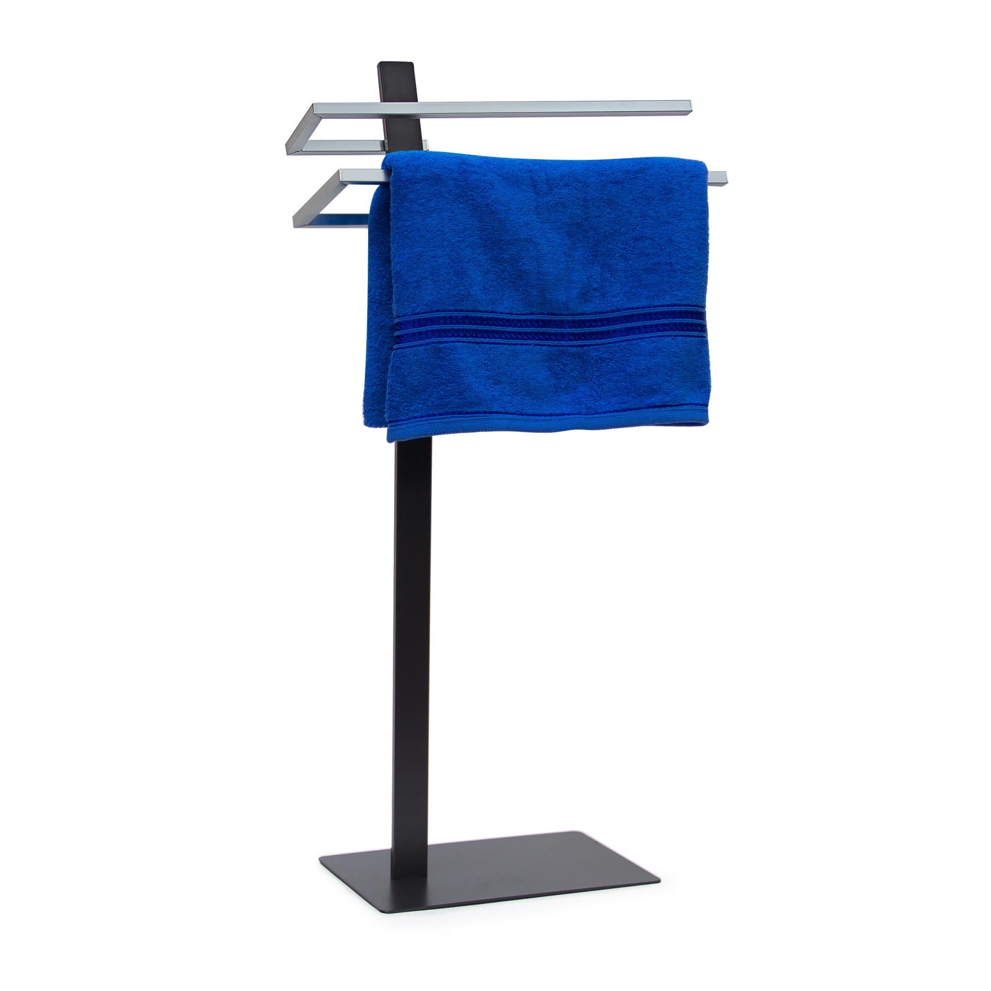 Porte-Serviettes Sur Pied Relaxdays - Bois Et Acier - 2 Étagères - 86x45x19cm - Design U