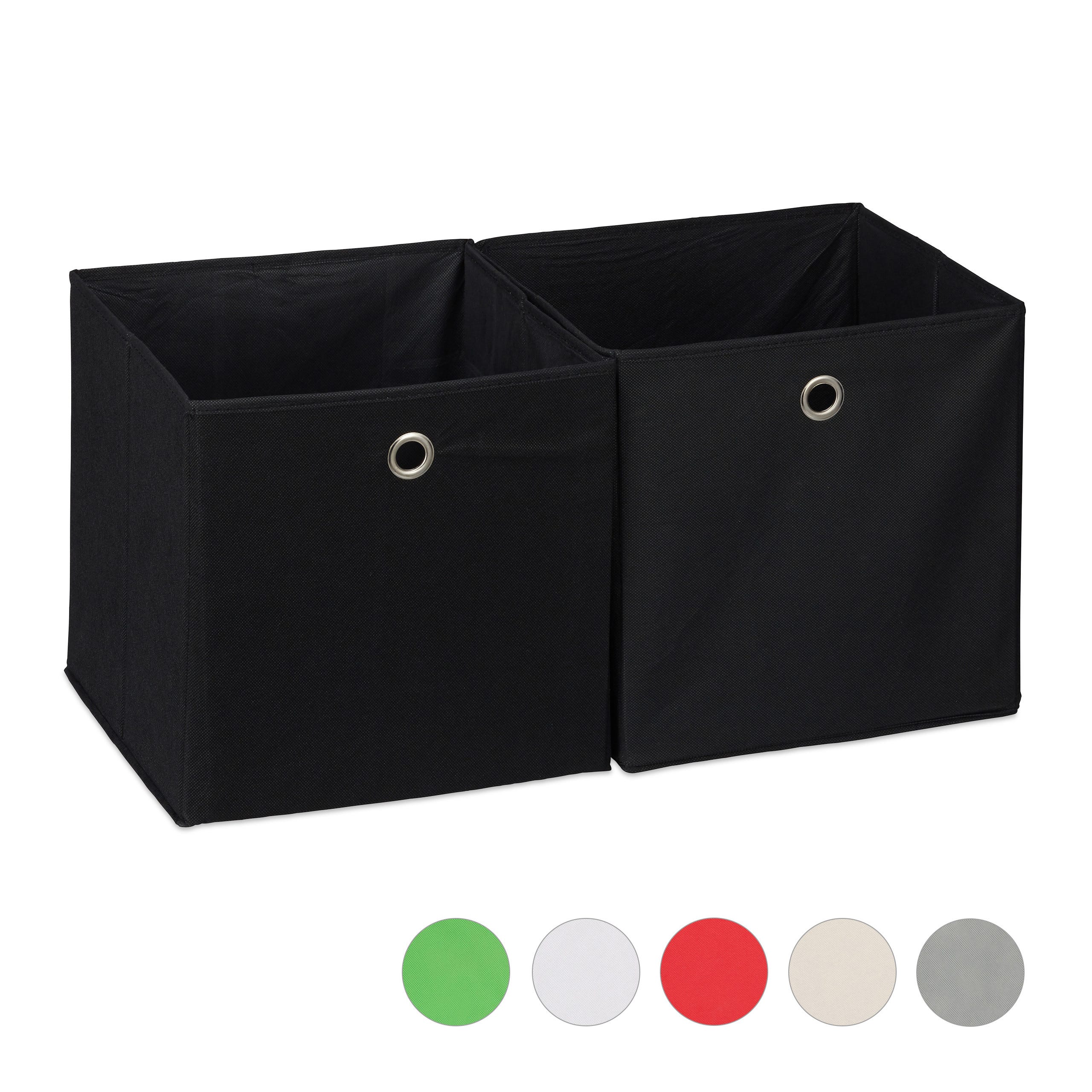 2x boîtes de rangement, carrées; en tissu, Cubique, 30x30x30 cm, vert