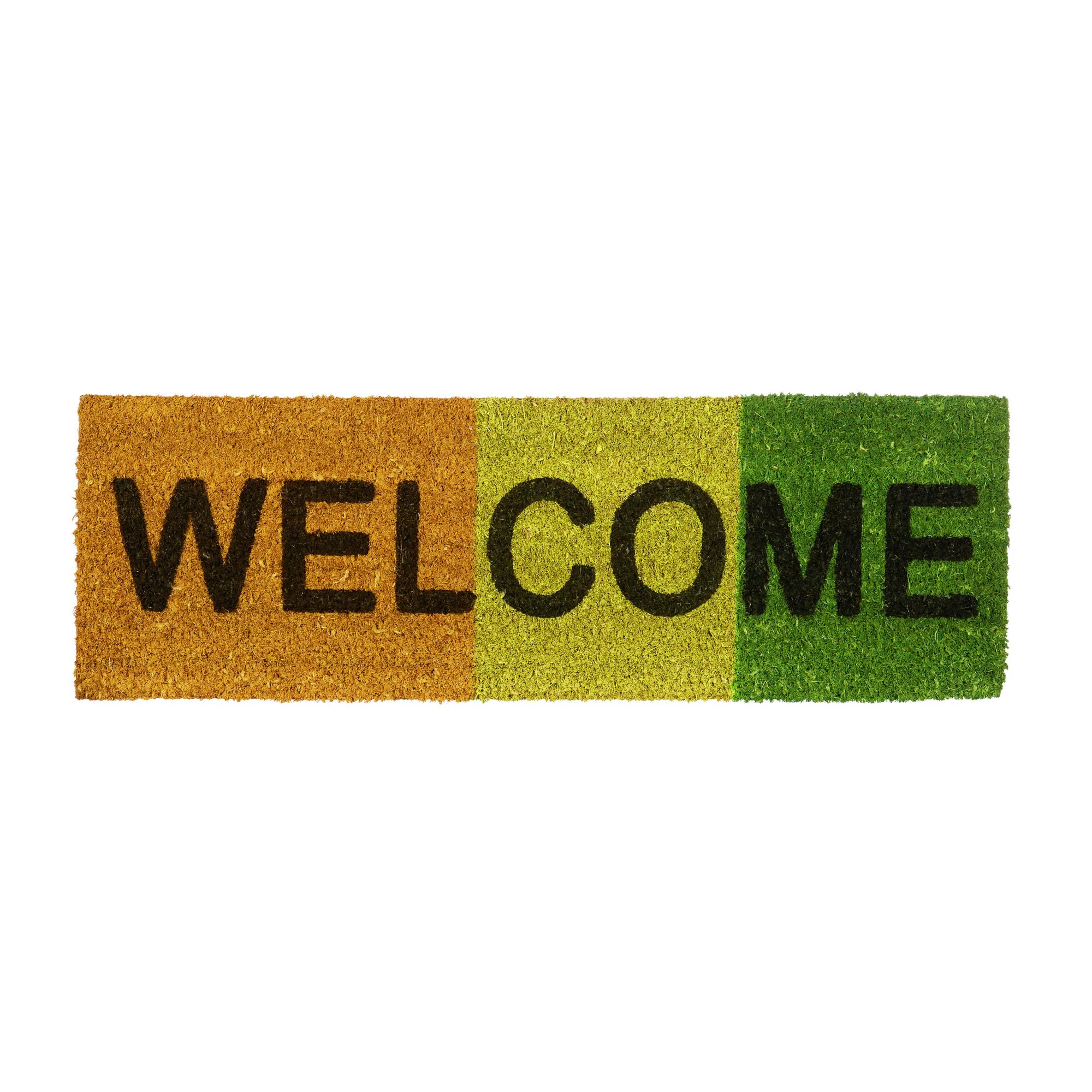 Relaxdays Zerbino In Fibra Di Cocco Con Pecora E Scritta Welcome - Tappetino Ingresso Antiscivolo 40x60 Cm, Blu