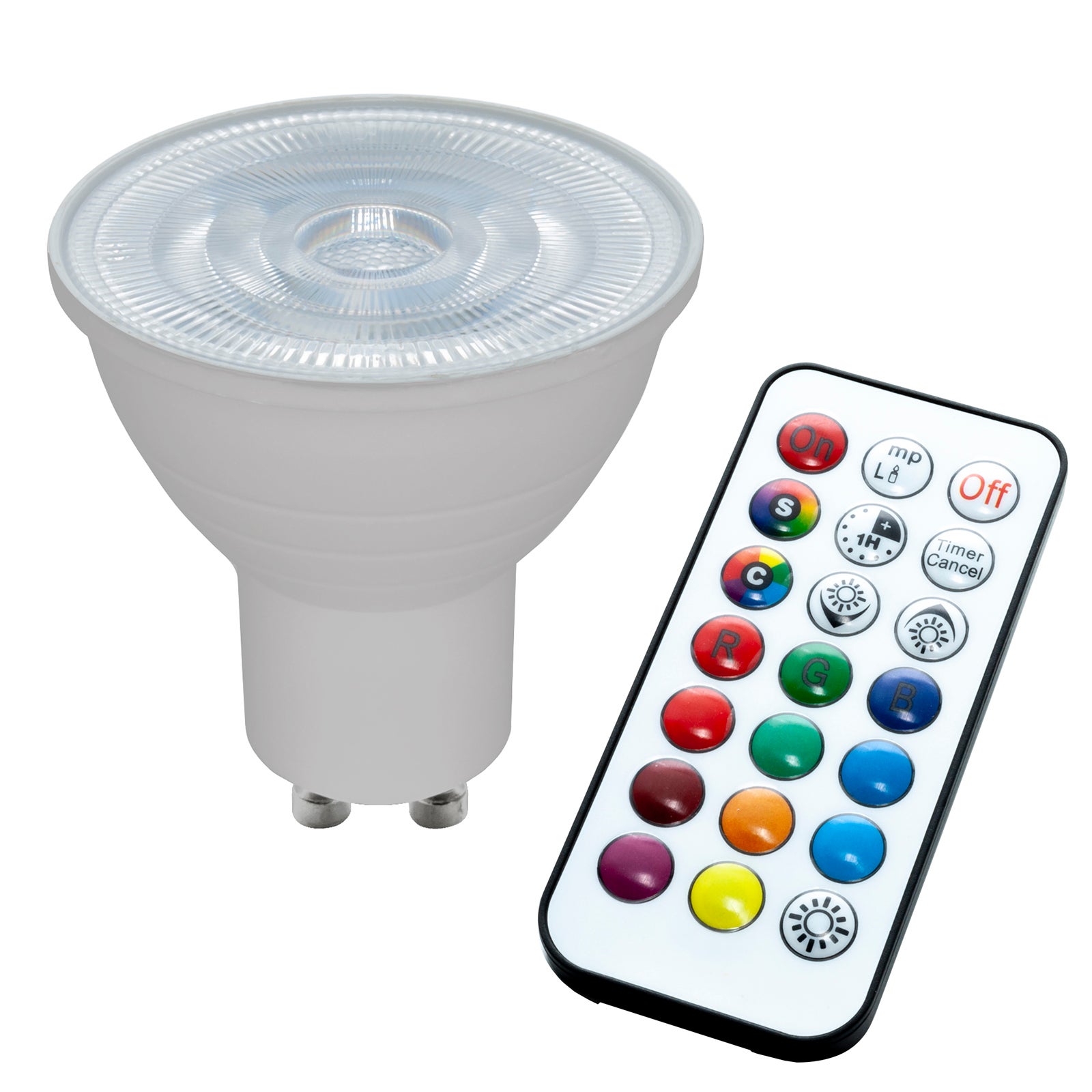 Faretto lampadina LED 6W dimmerabile RGB 3000K attacco GU10 230V LED RGBW  telecomando IR cromoterapia