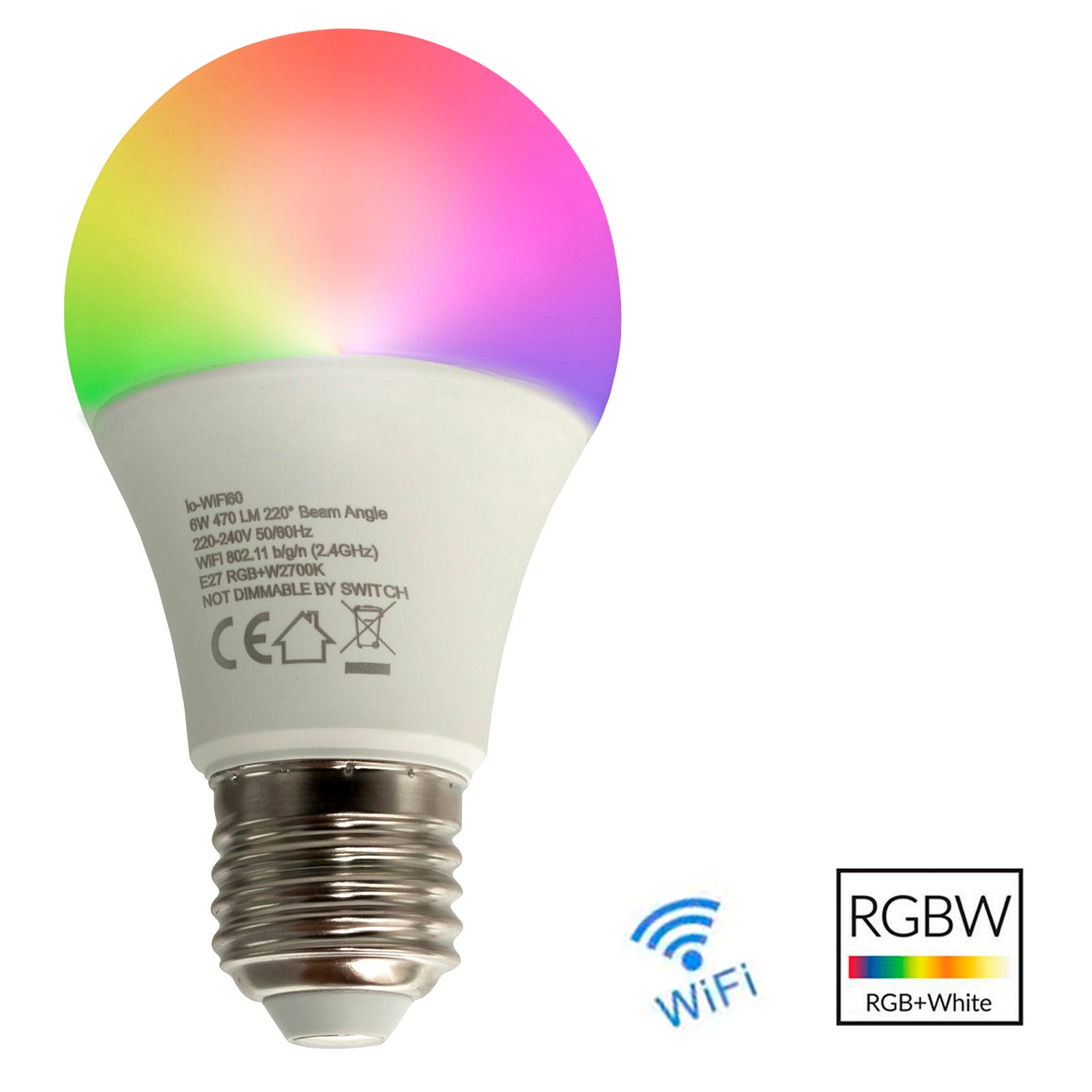 Lampadina intelligente WiFi lampada LED E27 RGB 2700K cromoterapia   Alexa Google Home