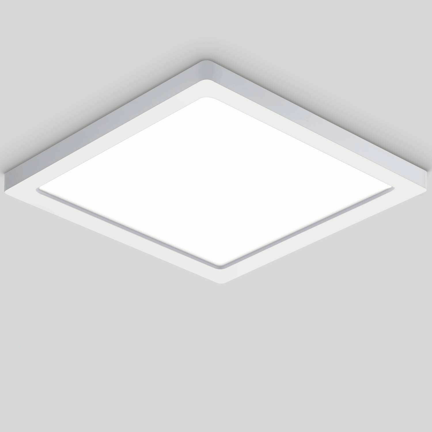 Plafoniera LED soffitto lampada parete muro 25W resa 250W luce interni  ripostiglio bagno 230V QUADRATA LUCE CALDA 3000K